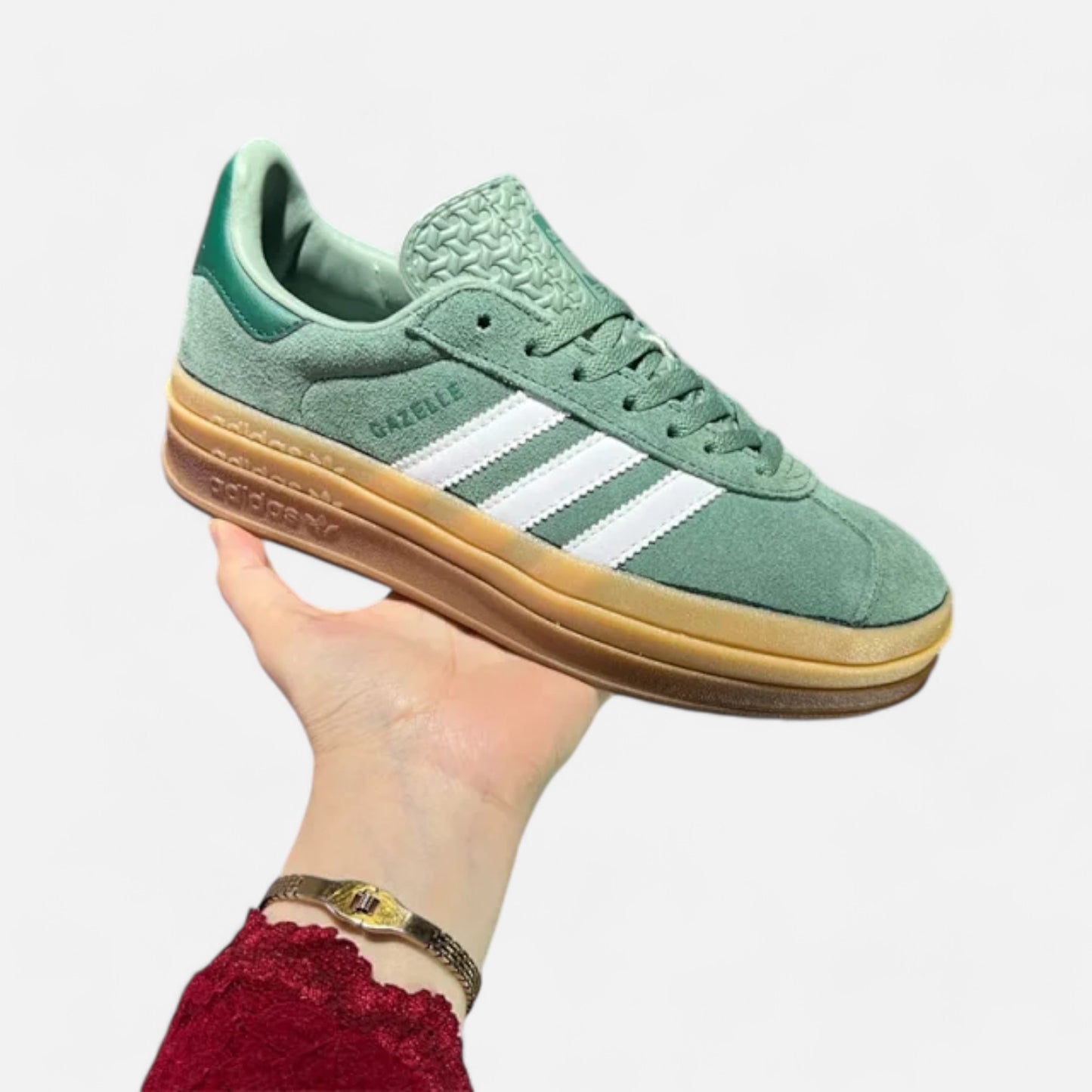 Adidas Gazelle Bold Silver Green Gum